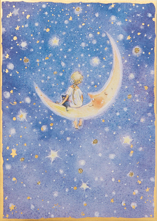 Girl on Moon Greeting Card