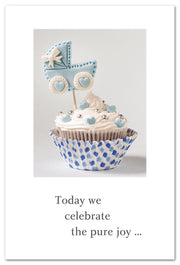 Blue Baby Buggy Cupcake Baby Shower Card