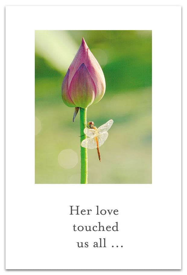 Dragonfly on Lotus Condolence Card