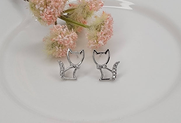 Silhouette Cat Post Earrings