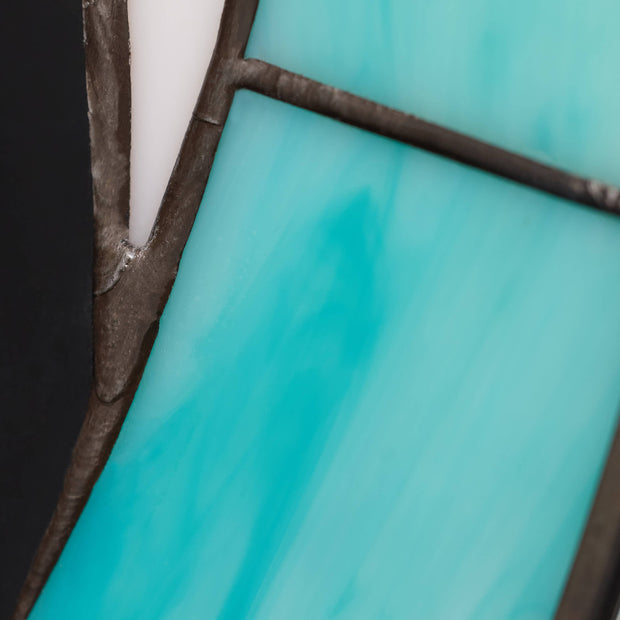 17"H Tiffany-Style Halloween Cat Stained Glass Window Panel