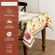 54" Square Table Cloth - Pumpkin Garden Cloudy Cream