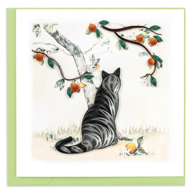 Cat & Orange Branch Quilling Card