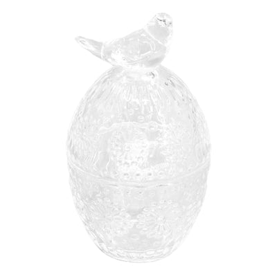Glass Egg with Bird on Lid