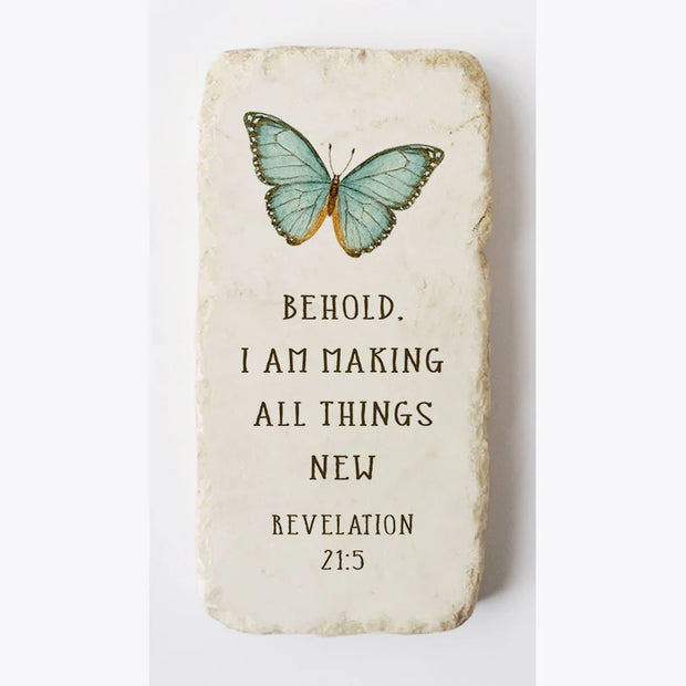 Revelation 21:5 Butterfly Scripture Stone