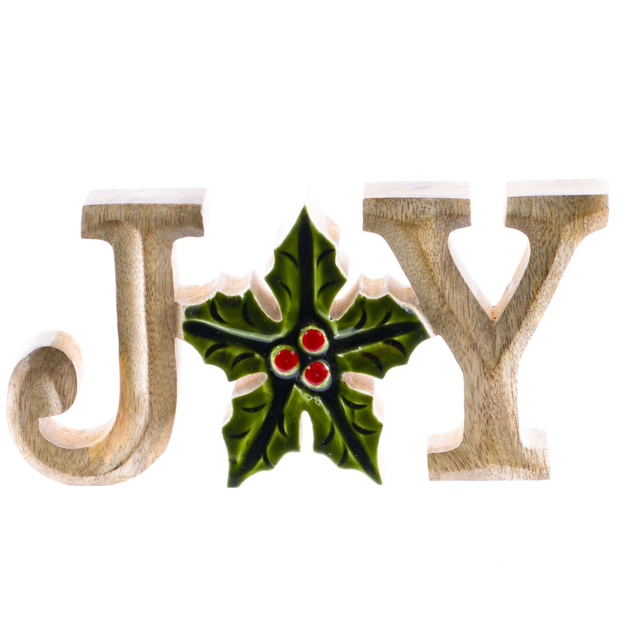 Wooden Joy with Holly | Cattail Cottage