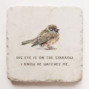 Matthew 6:26 Scripture Stone with Watercolor Bird