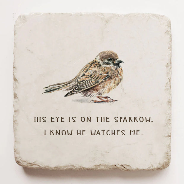 Matthew 6:26 Scripture Stone with Watercolor Bird