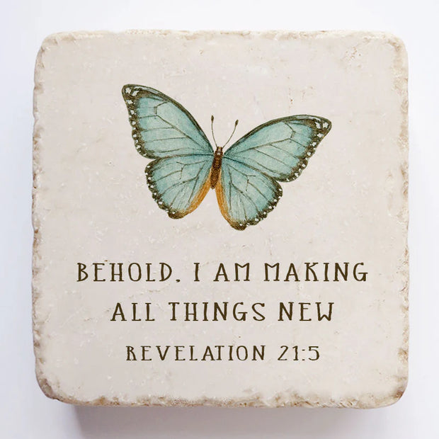 Revelation 21:5 Butterfly Scripture Stone