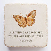 Mark 9:23 Butterfly Scripture Stone