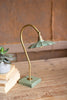 Antique Brass Gooseneck Table Lamp with Enameled Shade