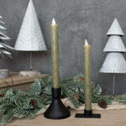 Set/2 9.5" Moving Flame Green Taper Candle