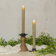 Set/2 9.5" Moving Flame Green Taper Candle
