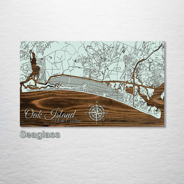 Oak Island Street Map in Seaglass