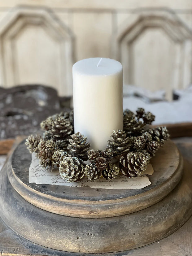 4'' Shimmer Pine Cone Candle Ring
