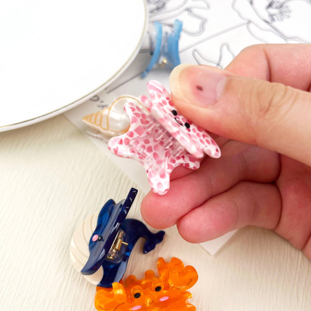 Acetate mini marine life hair clip crab conch claw clip