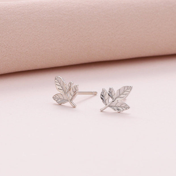'Let love grow' leaf earrings SILVER
