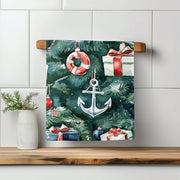 Christmas Nautical Anchor Beach Ocean Kitchen Towel Waffle