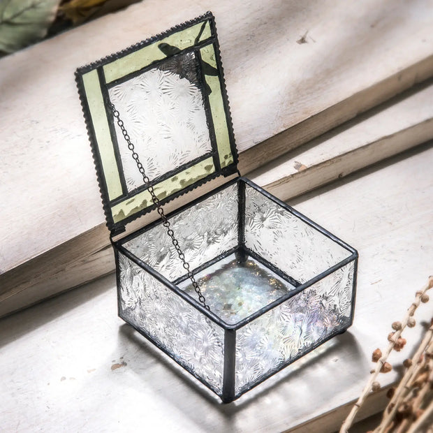 Green & Clear Stained Glass Dragonfly Keepsake Box