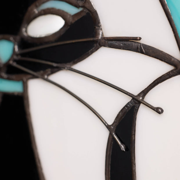 17"H Tiffany-Style Halloween Cat Stained Glass Window Panel