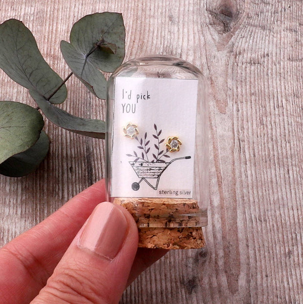 'I'd pick you' swirl crystal flower gold