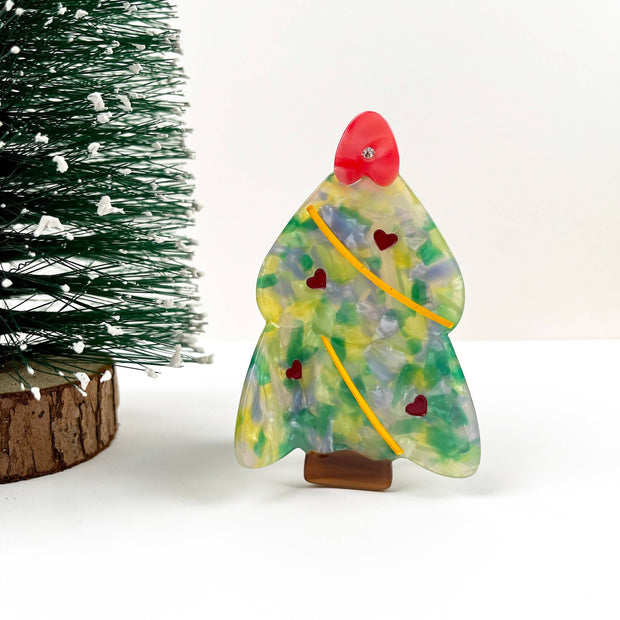 Green Christmas Tree Claw Clip, Acetate Hair Clip