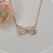 Sparkly Silver Bow Necklace
