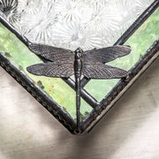 Green & Clear Stained Glass Dragonfly Keepsake Box