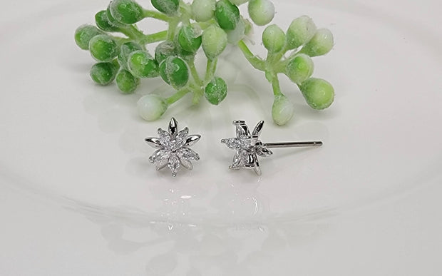 CZ Double Star Post Earrings
