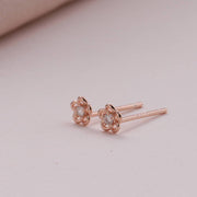 'with love' Flower With Crystal Earrings ROSE GOLD