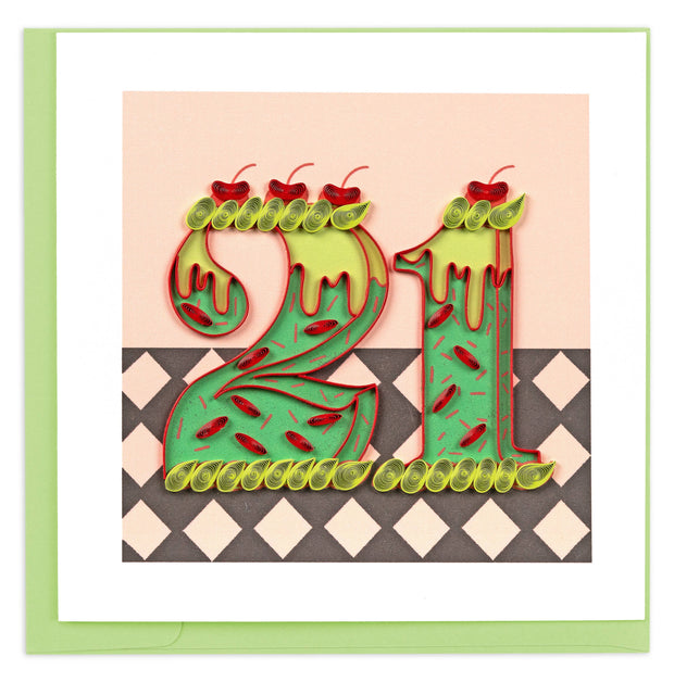 21st Birthday Milestone Quilling Greeting Card