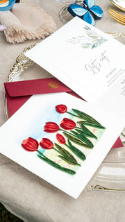 Red Tulip Field Quilling Card