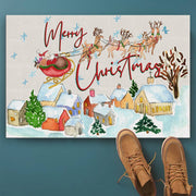 Santa's On His Way Vinyl Floor Mat