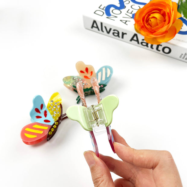 Colorful Cartoon Butterfly Claw Clip Diamond Hair Clips