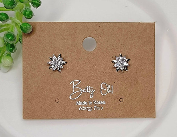 CZ Double Star Post Earrings