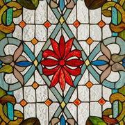 30"H Traditional Flourish Stained Glass Window Panel