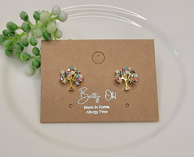 Tree Stone Post Earrings