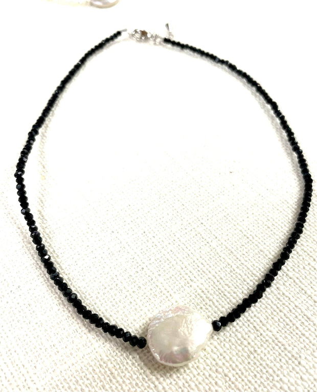 Crystal and Coin Pearl Necklace, assorted colors