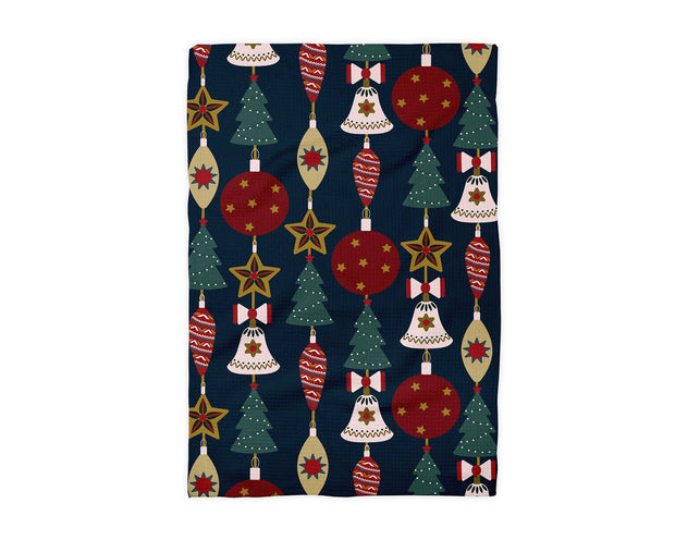 Christmas Mod Ornament Kitchen Towel Waffle Holiday Baking