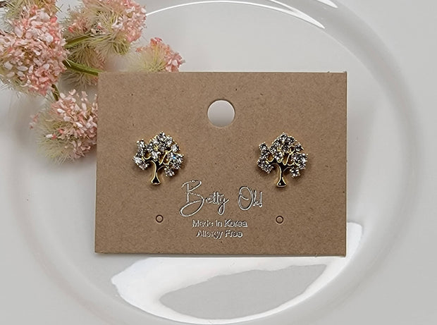 Tree Stone Post Earrings