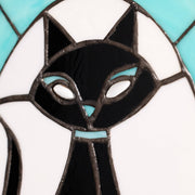 17"H Tiffany-Style Halloween Cat Stained Glass Window Panel
