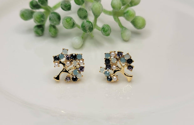 Tree Stone Post Earrings