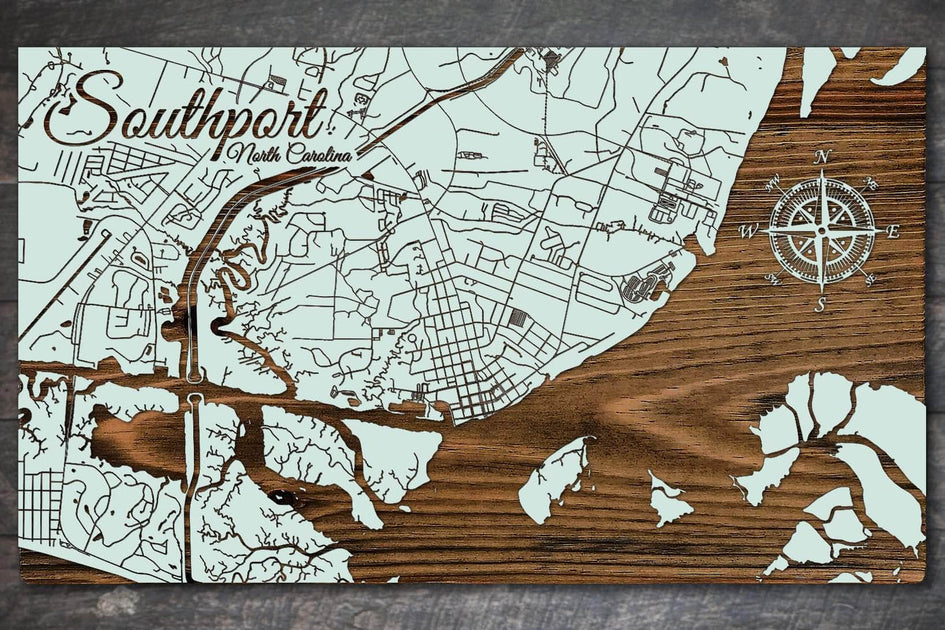 Southport Map in Seaglass – Cattail Cottage