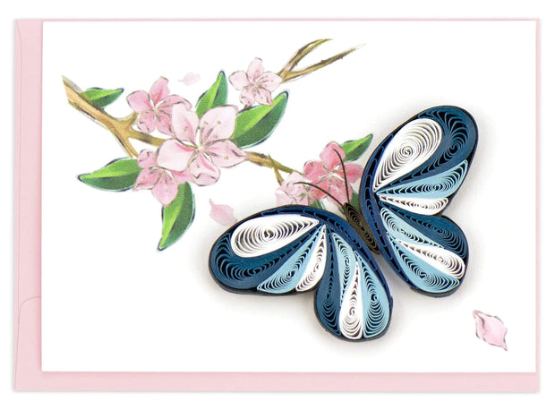 Blue Butterfly & Pink Flowers Gift Enclosure Card