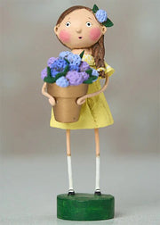 Harriet’s Hydrangeas figurine by Lori Mitchell—spring décor, polyresin flower girl with hydrangeas, 6.75″ collectible