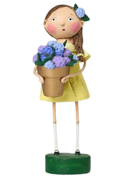 Harriet’s Hydrangeas figurine by Lori Mitchell—spring décor, polyresin flower girl with hydrangeas, 6.75″ collectible