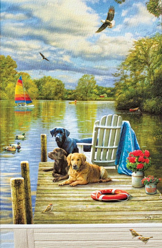 Dogs at the Lake Birthday Greeting Card
