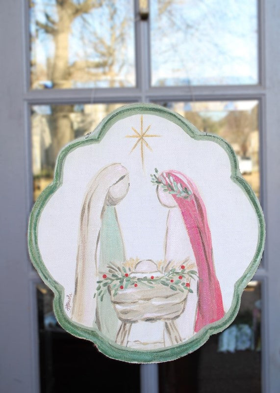 Handpainted Holy Family Scalloped Door Decor