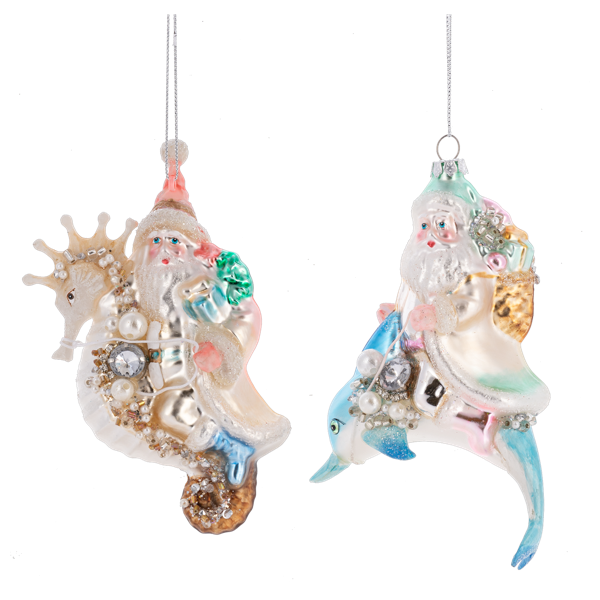 Coastal Santa Ornament, 2 Styles