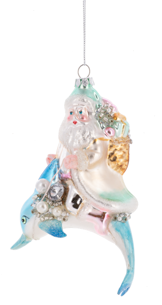 Coastal Santa Ornament, 2 Styles